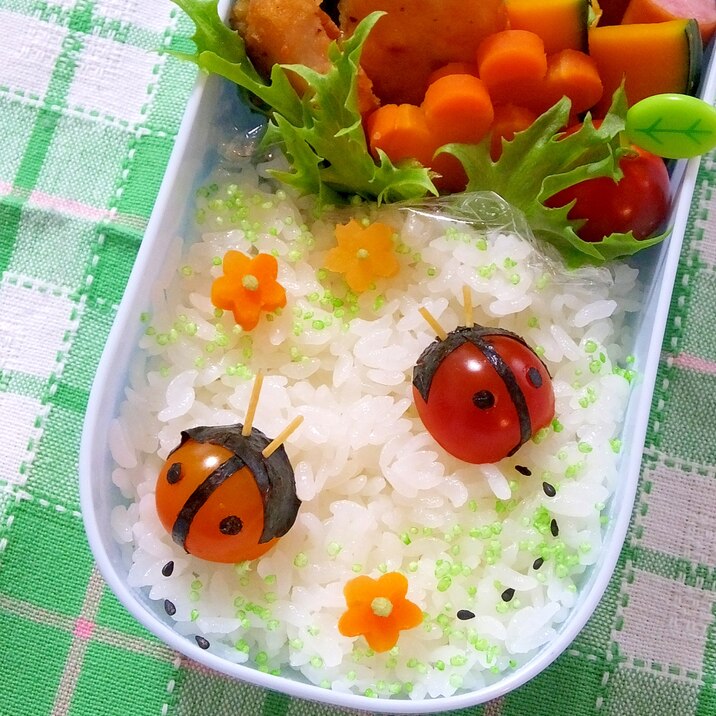 簡単キャラ弁 プチトマトdeてんとう虫のお弁当 レシピ 作り方 By Cherry05 楽天レシピ